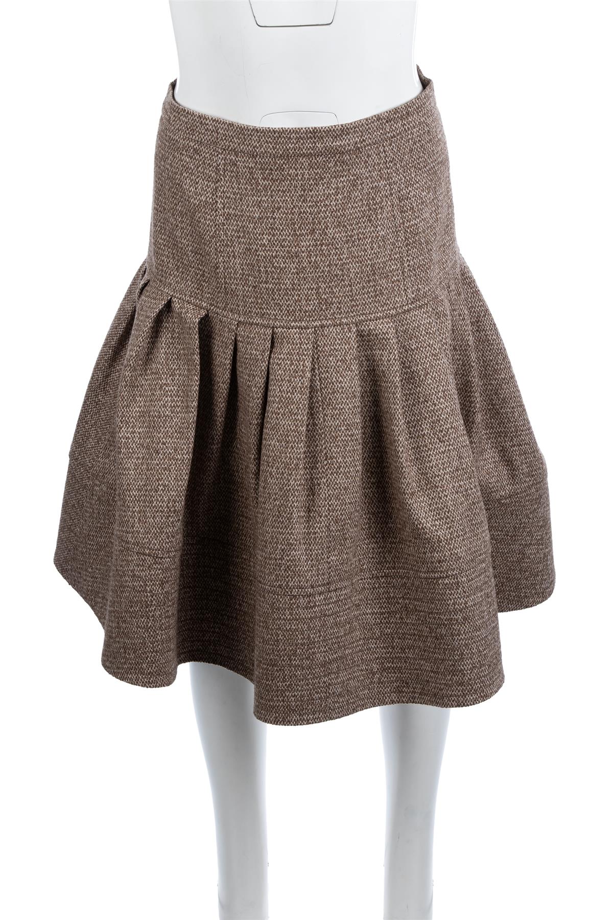 OSCAR DE LA RENTA BROWN 2009 WOOL SKIRT US 4 UK 8