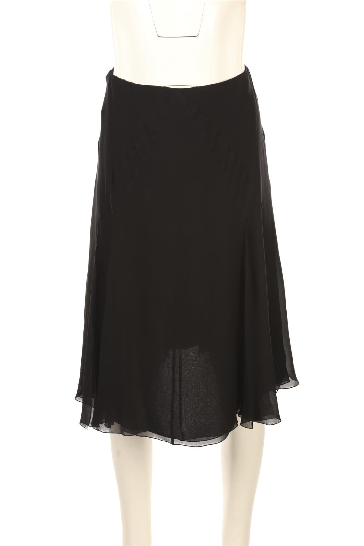 CHANEL BLACK 2000 SILK MIDI SKIRT FR 38 UK 10
