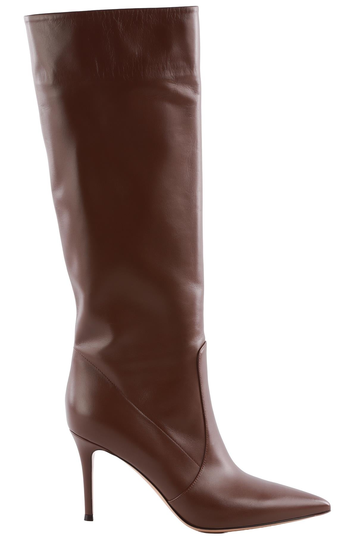 GIANVITO ROSSI BROWN LEATHER KNEE HIGH BOOTS EU 39.5 UK 6.5 US 9.5