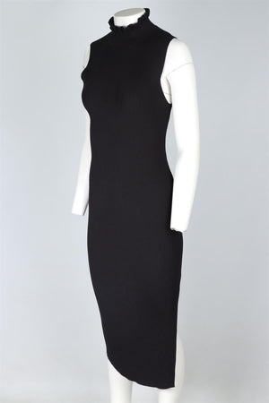 THEORY BLACK KNIT MIDI DRESS MEDIUM