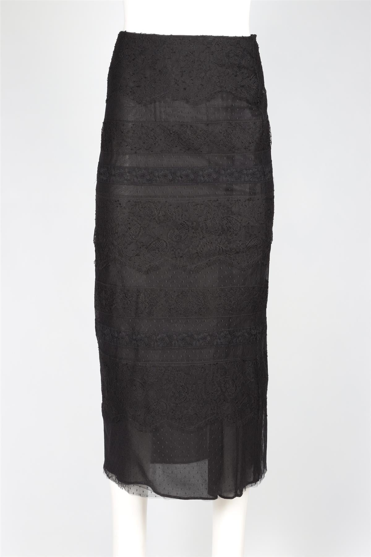VALENTINO BLACK LACE MAXI SKIRT IT 42 UK 10