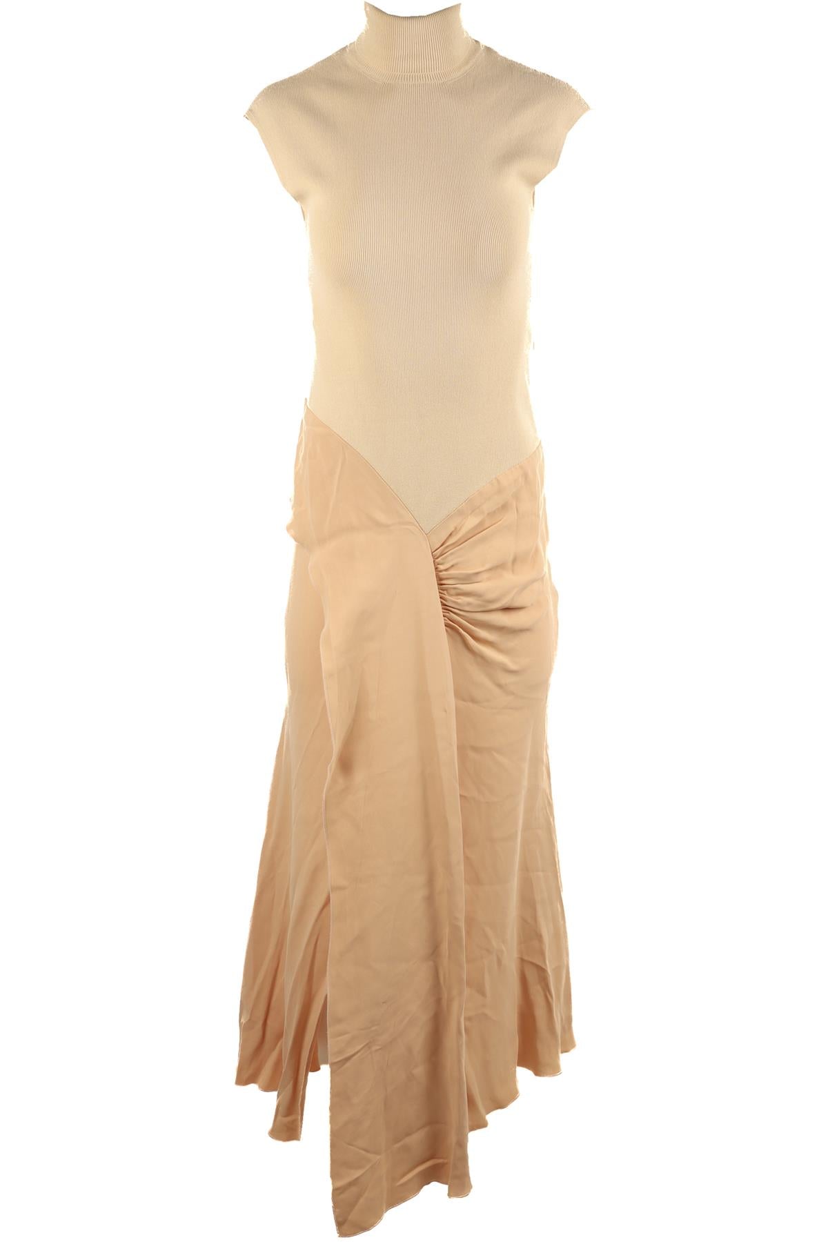 VICTORIA BECKHAM NUDE COTTON MAXI DRESS UK 8