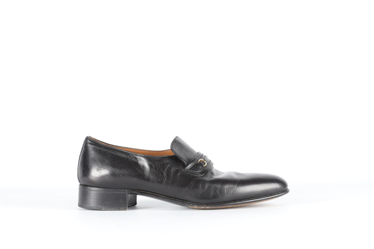 HUSBANDS BLACK MEN'S LEATHER LOAFERS EU 41 UK 7 US 8