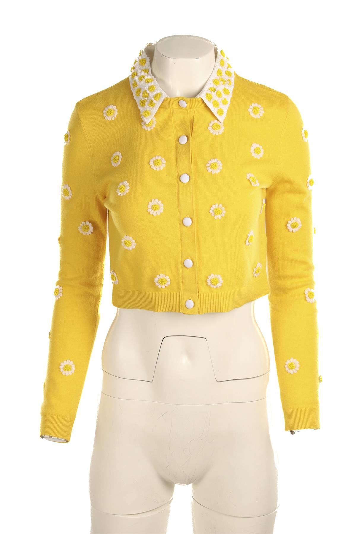 ALICE + OLIVIA YELLOW COTTON CARDIGAN SMALL