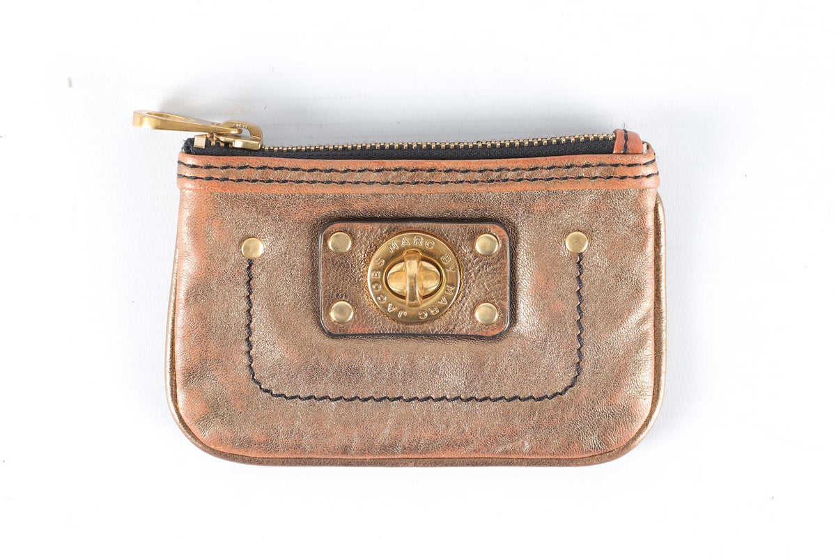 MARC BY MARC JACOBS BRONZE LEATHER COIN PURSE