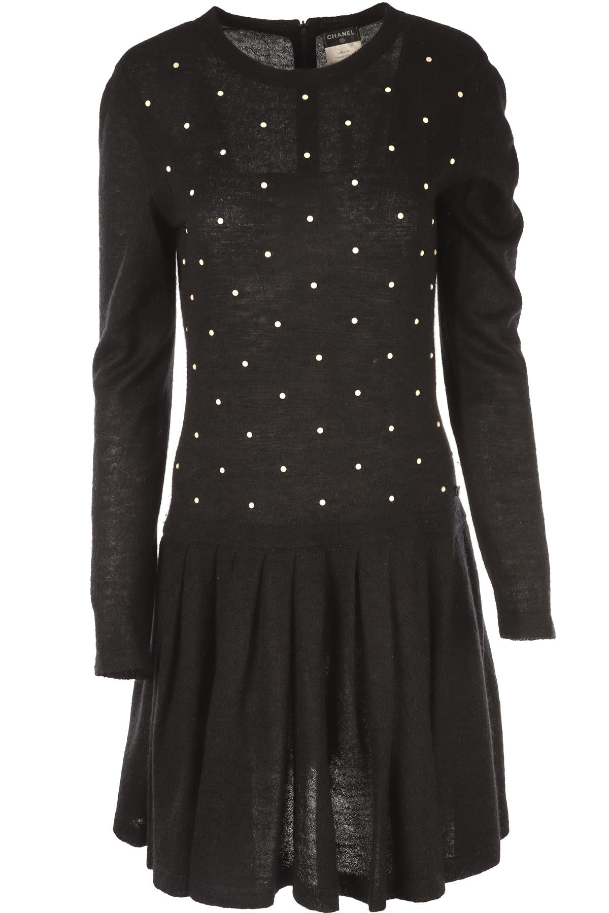 CHANEL BLACK 2014 CASHMERE MIDI DRESS FR 38 UK 10