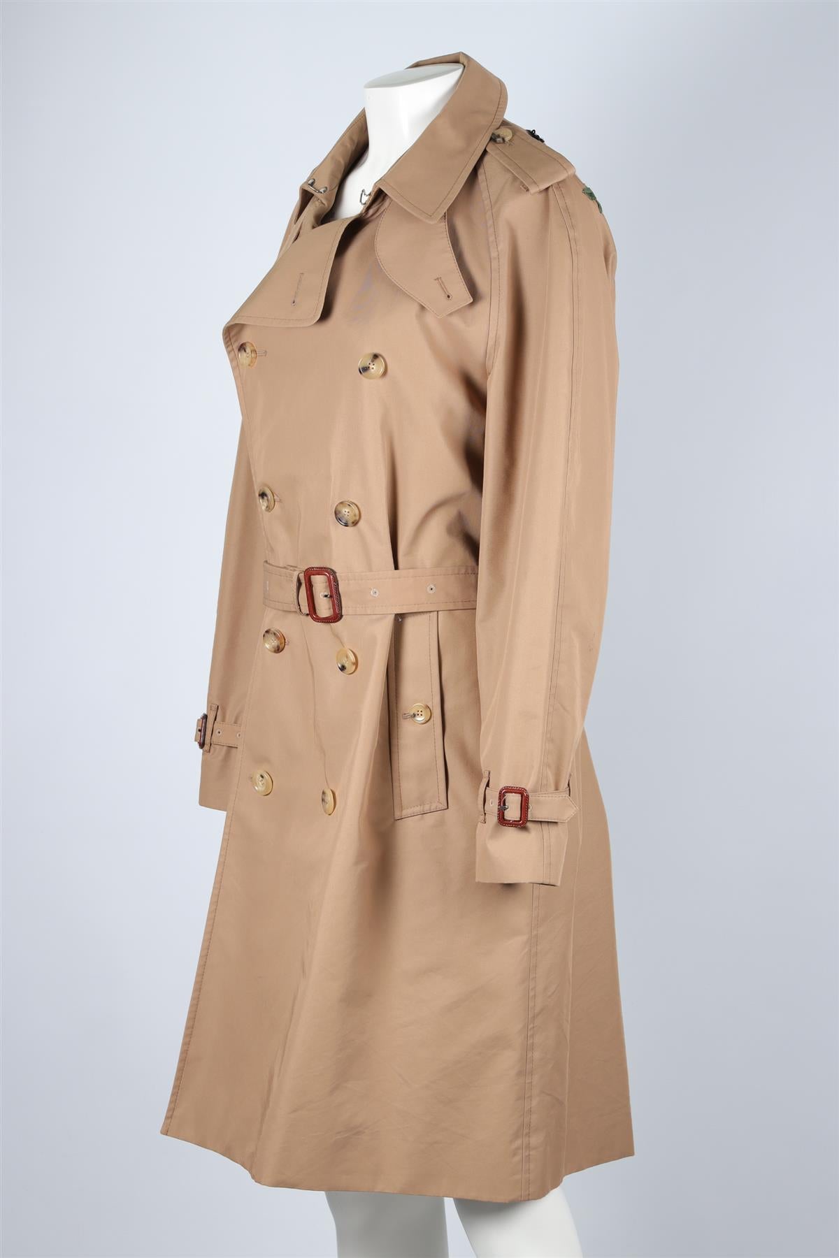 GUCCI TAN SEQUIN AND COTTON TRENCH COAT IT 42 UK 10