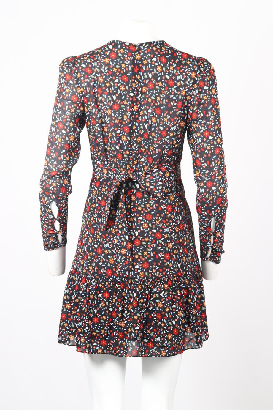 A.L.C. FLORAL PRINTED SILK MINI DRESS US 2 UK 6
