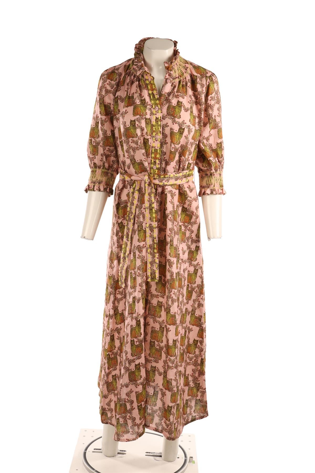 MUZUNGU SISTERS PINK LINEN MAXI DRESS SMALL