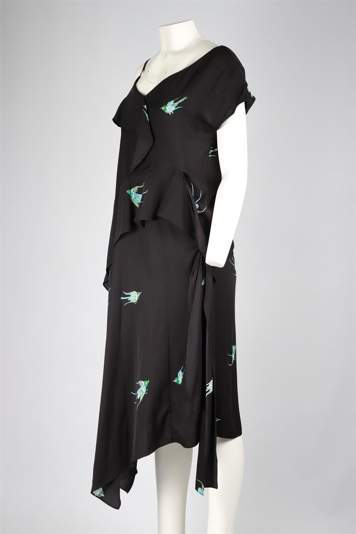 DIANE VON FURSTENBERG BLACK SILK BLEND MAXI DRESS UK 12