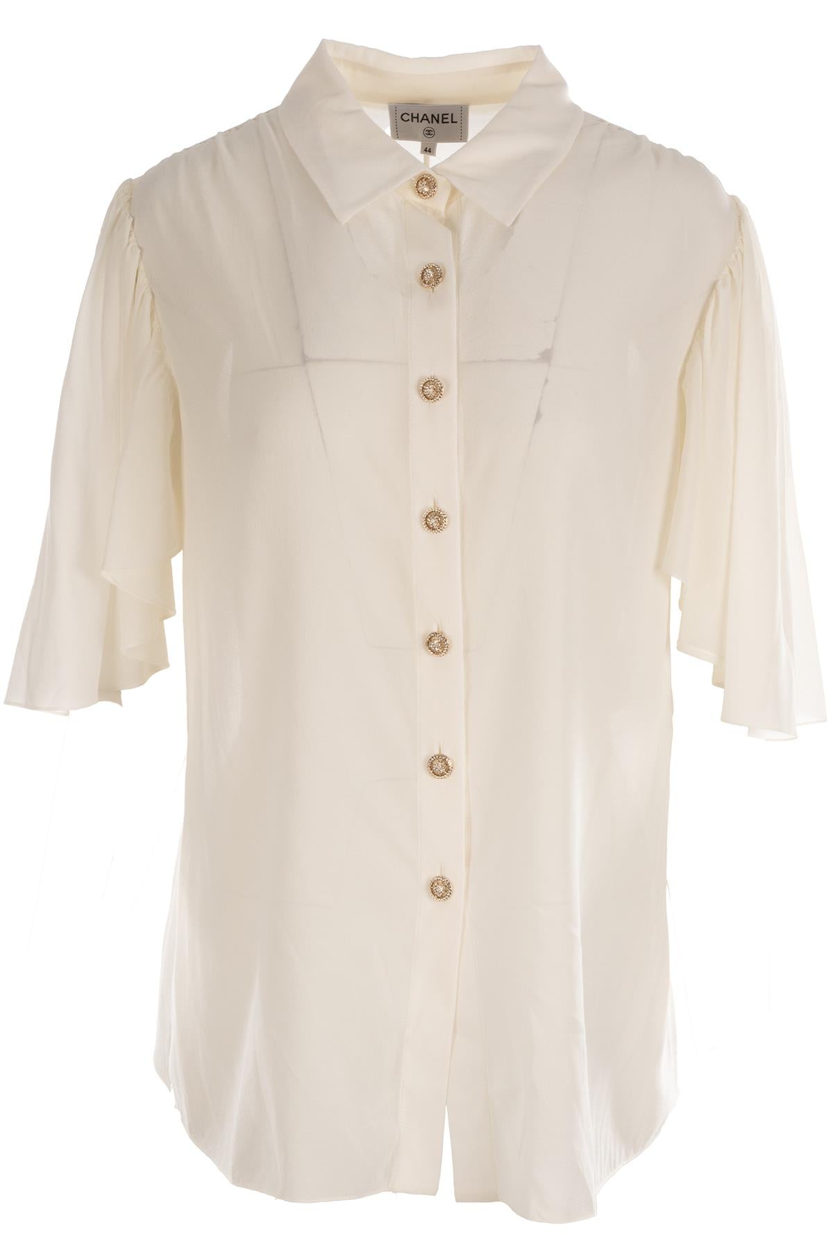 CHANEL IVORY 2025 SILK SHIRT FR 44 UK 16
