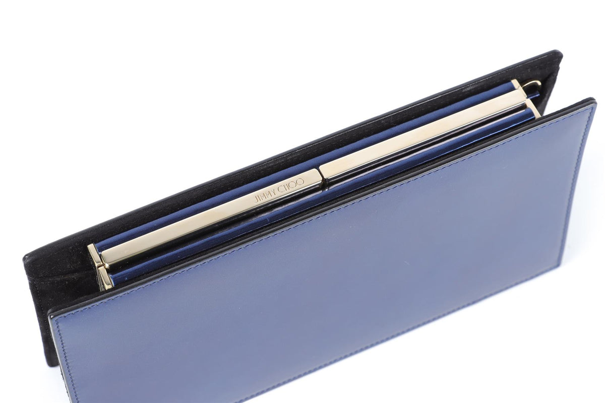 JIMMY CHOO NAVY LEATHER CLUTCH
