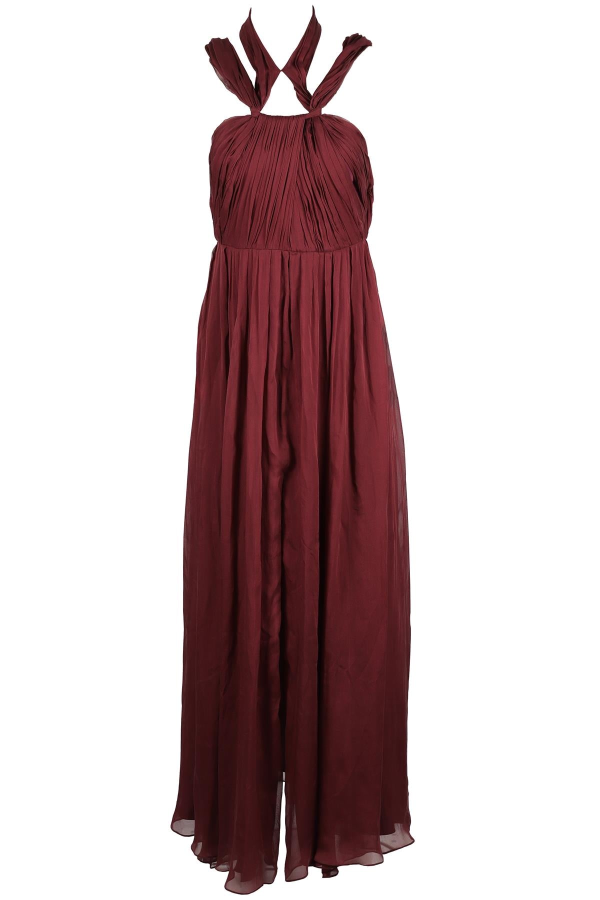 MATTHEW WILLIAMSON BURGUNDY SILK MAXI DRESS UK 10