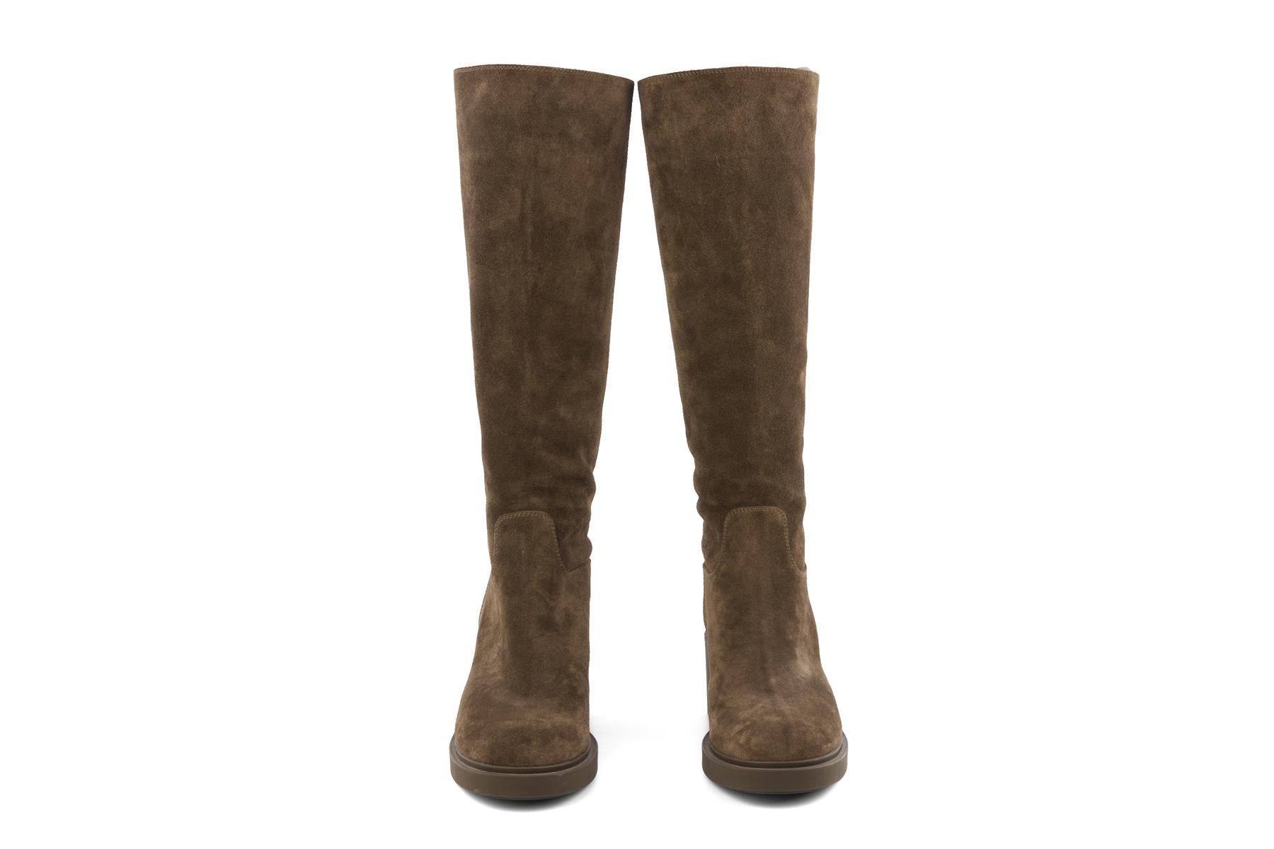 GIANVITO ROSSI GREEN SUEDE KNEE HIGH BOOTS EU 39 UK 6 US 9