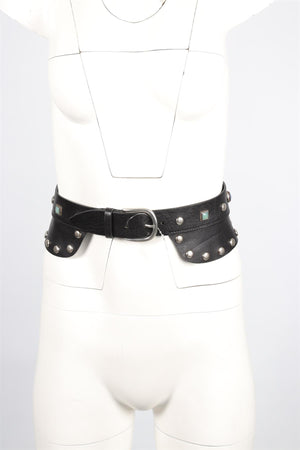 ISABEL MARANT BLACK LEATHER WAIST BELT SMALL