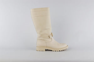 CHRISTIAN DIOR WHITE D-MAJOR LEATHER KNEE HIGH BOOTS EU 41 UK 8 US 11