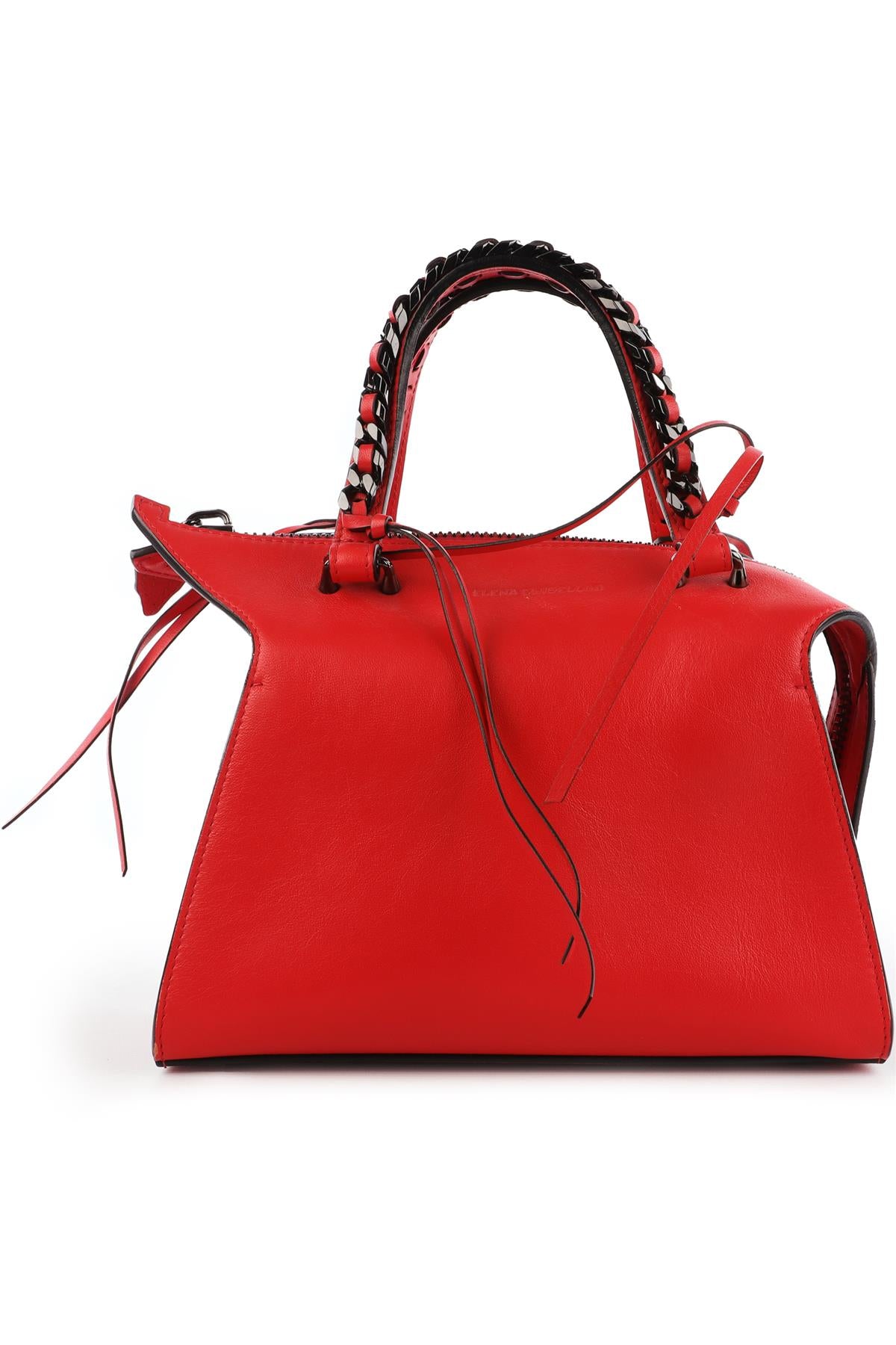 ELENA GHISELLINI RED LEATHER TOTE BAG