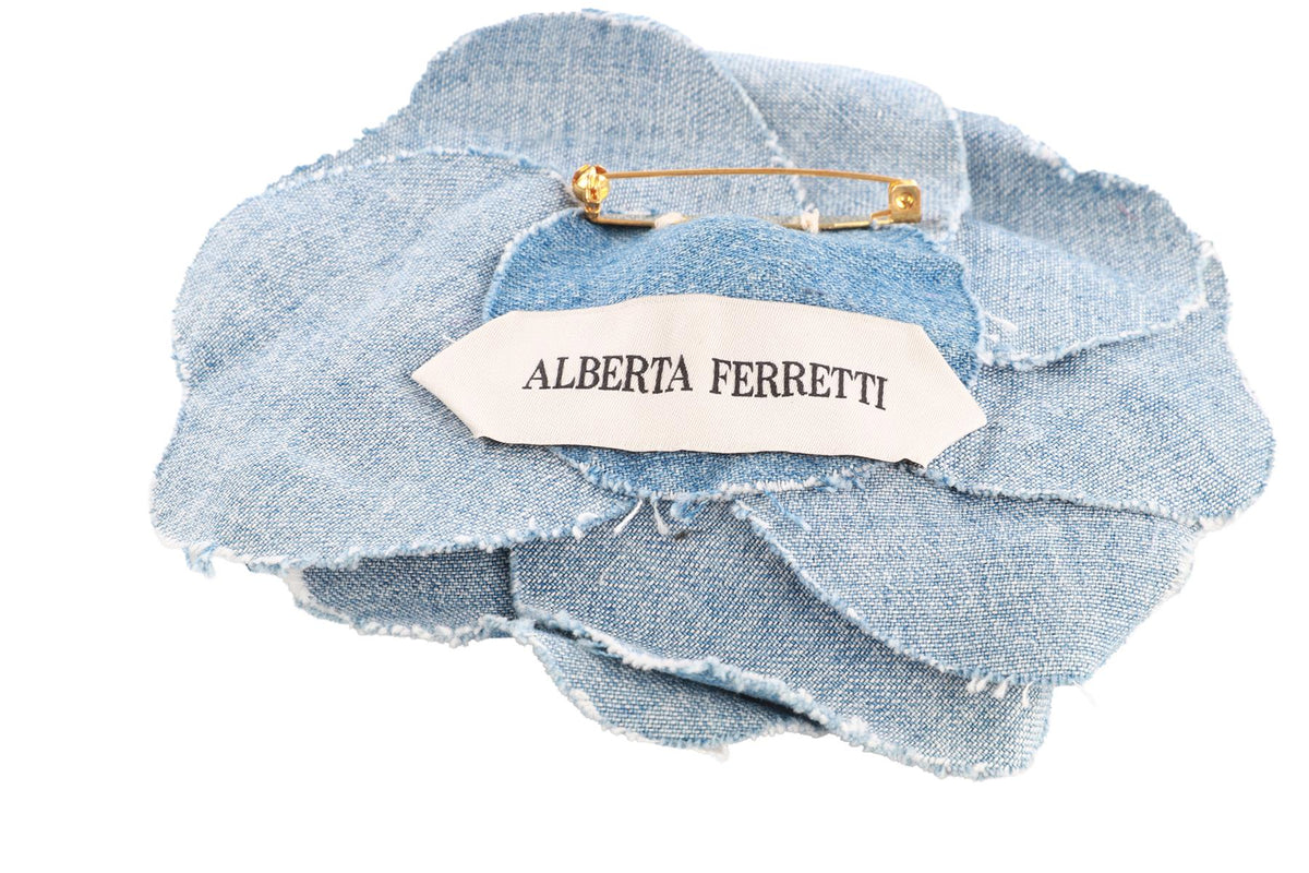 ALBERTA FERRETTI BLUE DENIM BROOCH