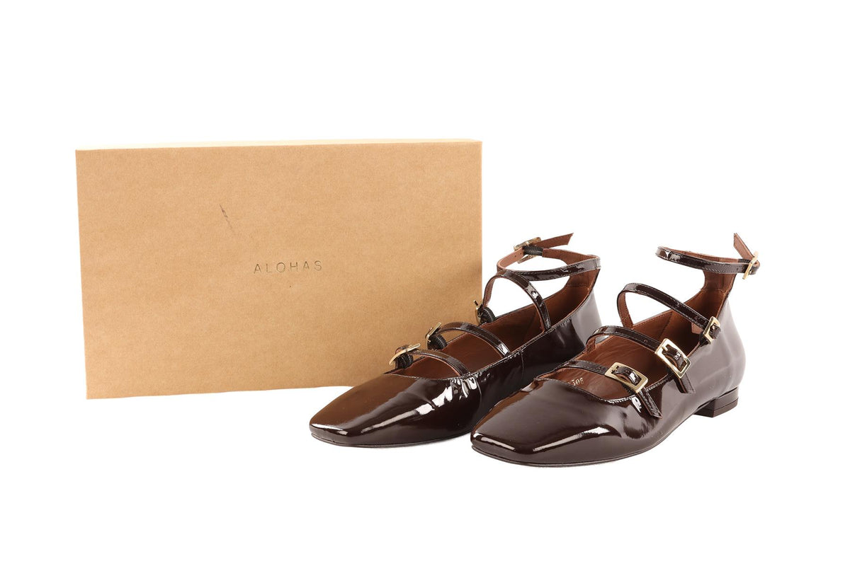 ALOHAS BROWN LEATHER BALLET FLATS EU 39 UK 6 US 9