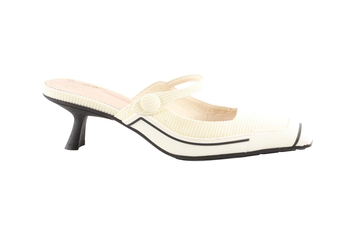CHRISTIAN DIOR CREAM D MOTION CANVAS MULES EU 38 UK 5 US 8