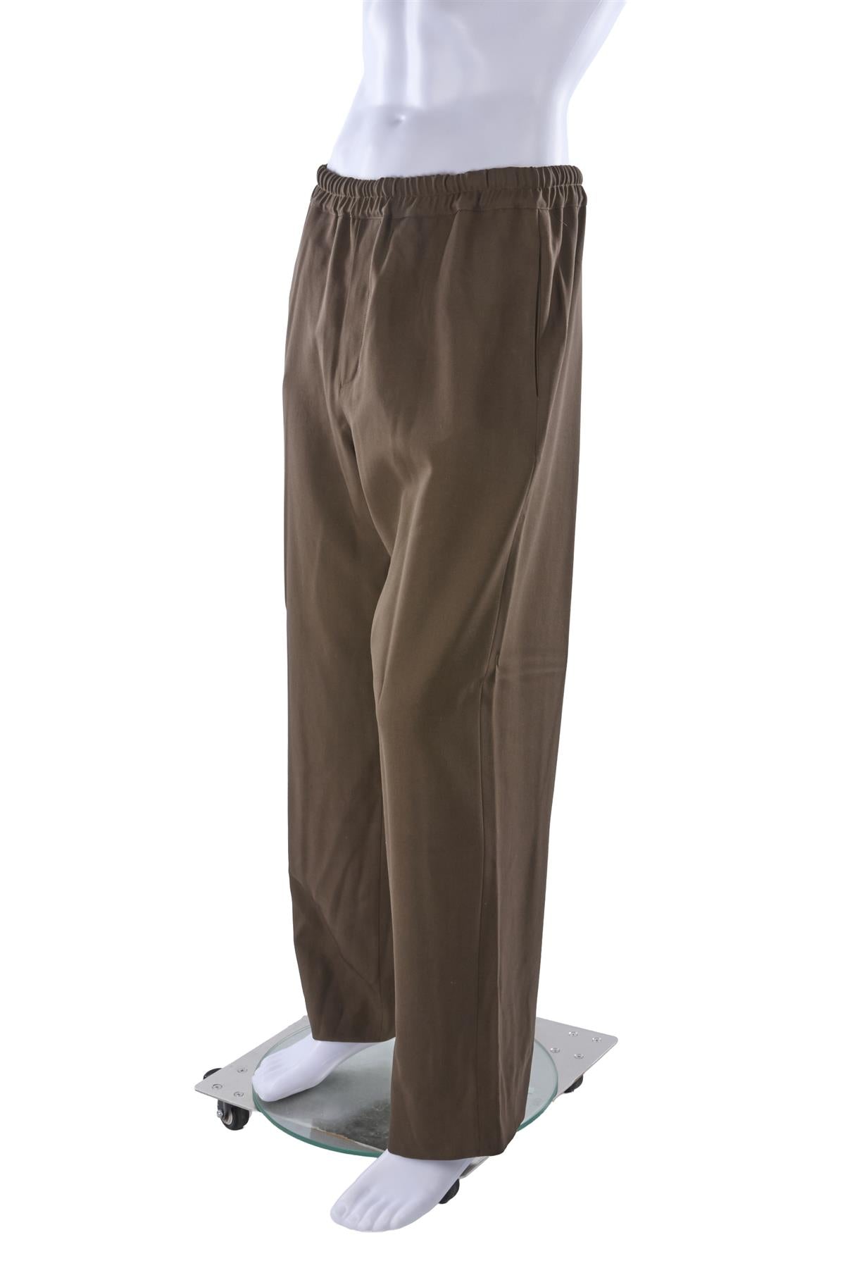 KHAKI MEN'S WOOL STRAIGHT LEG PANTS