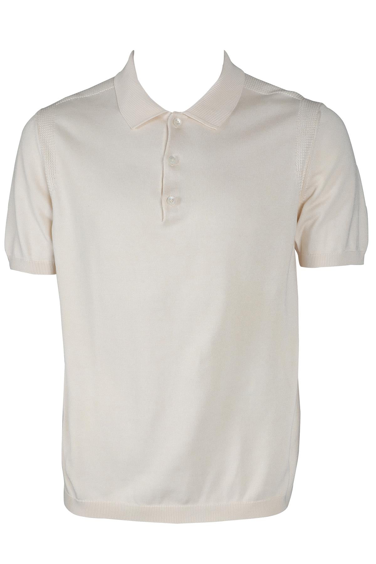 BERLUTI CREAM MEN'S COTTON POLO SHIRT