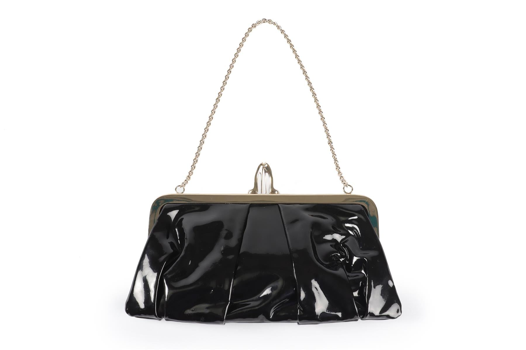 CHRISTIAN LOUBOUTIN BLACK MISS LOUBI PATENT LEATHER CLUTCH