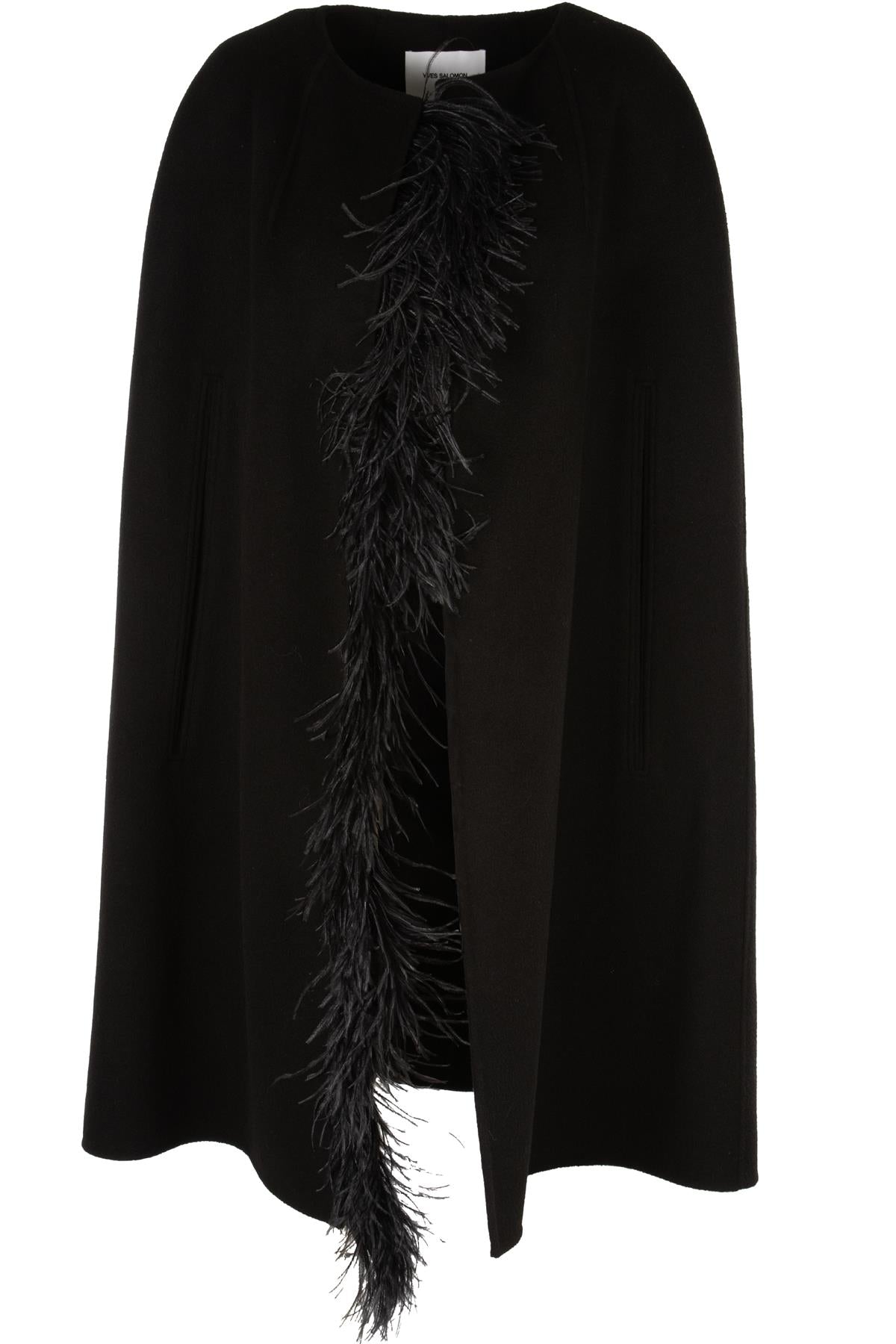 YVES SALOMON BLACK CASHMERE CAPE FR 38 UK 10