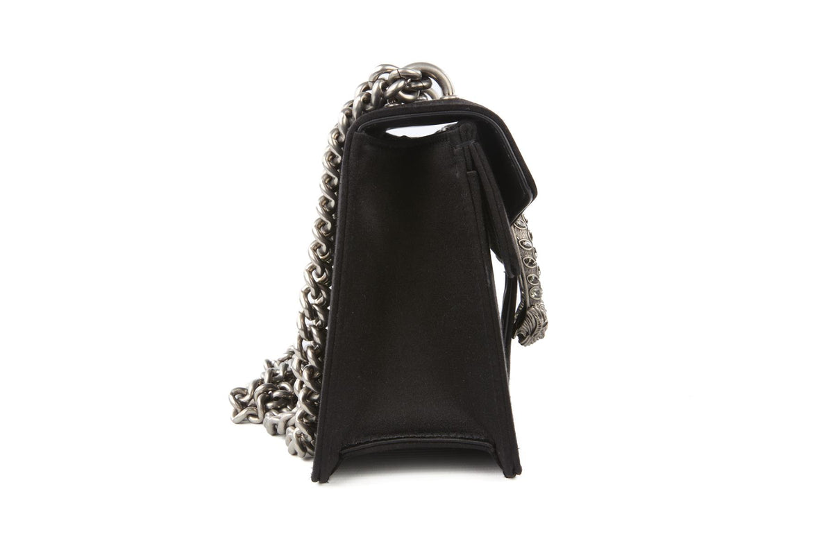GUCCI BLACK DIONYSUS SMALL SATIN SHOULDER BAG