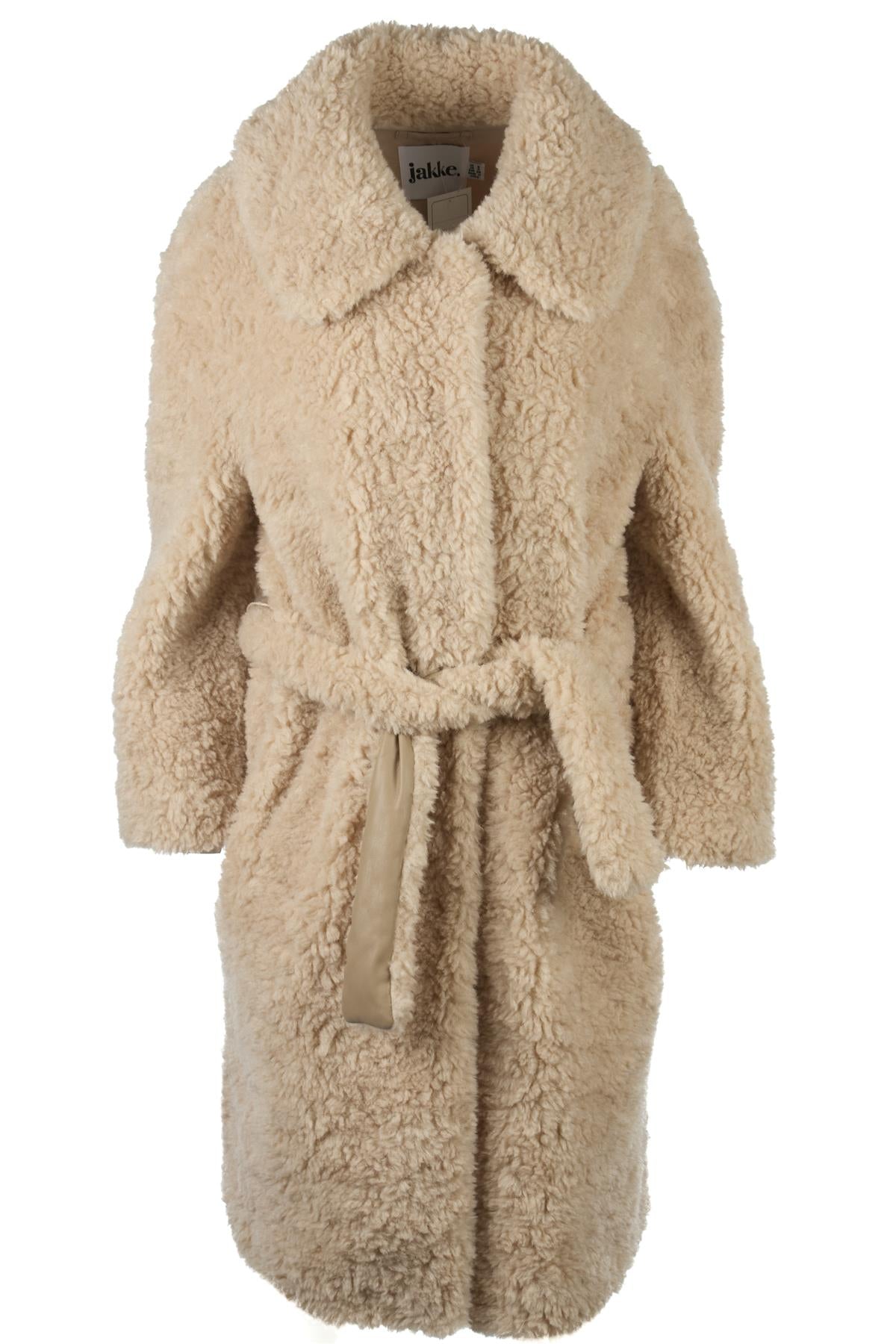 JAKKE BEIGE FAUX FUR COAT UK 8