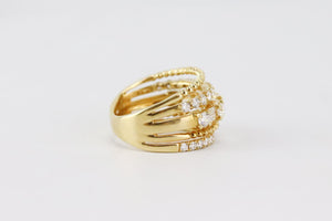 SHAY 18K YELLOW GOLD AND OPEN MIXED DIAMOND RING 16 MM