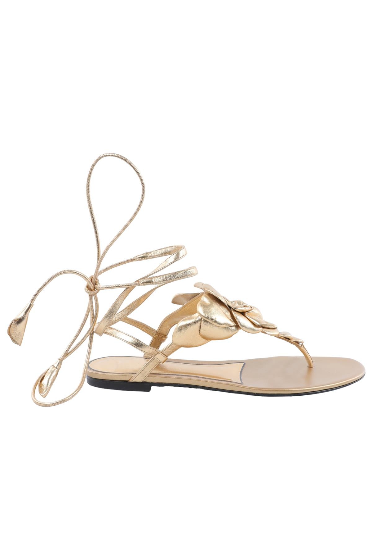 VALENTINO GARAVANI GOLD LEATHER SANDALS EU 37.5 UK 4.5 US 7.5