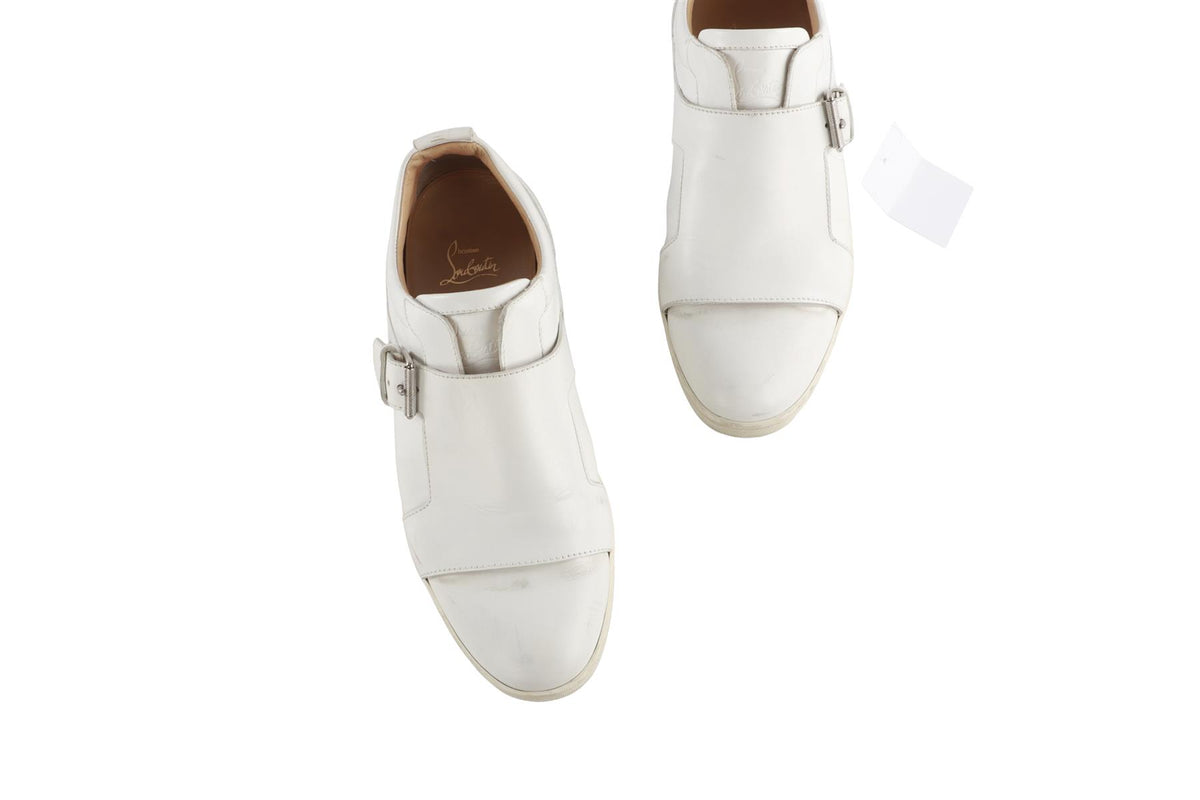 CHRISTIAN LOUBOUTIN WHITE MEN'S LEATHER SNEAKERS EU 43.5 UK 9.5 US 10.5