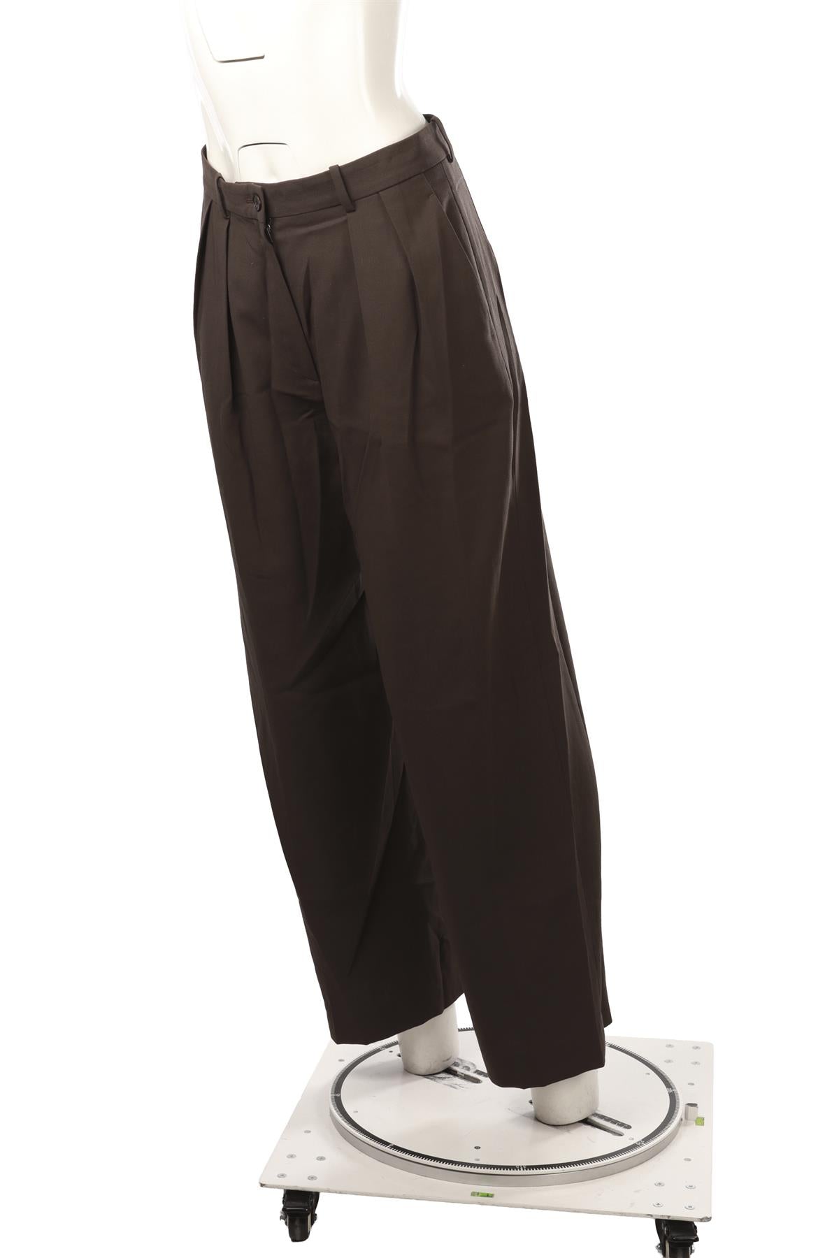 KHAKI WOOL STRAIGHT LEG PANTS