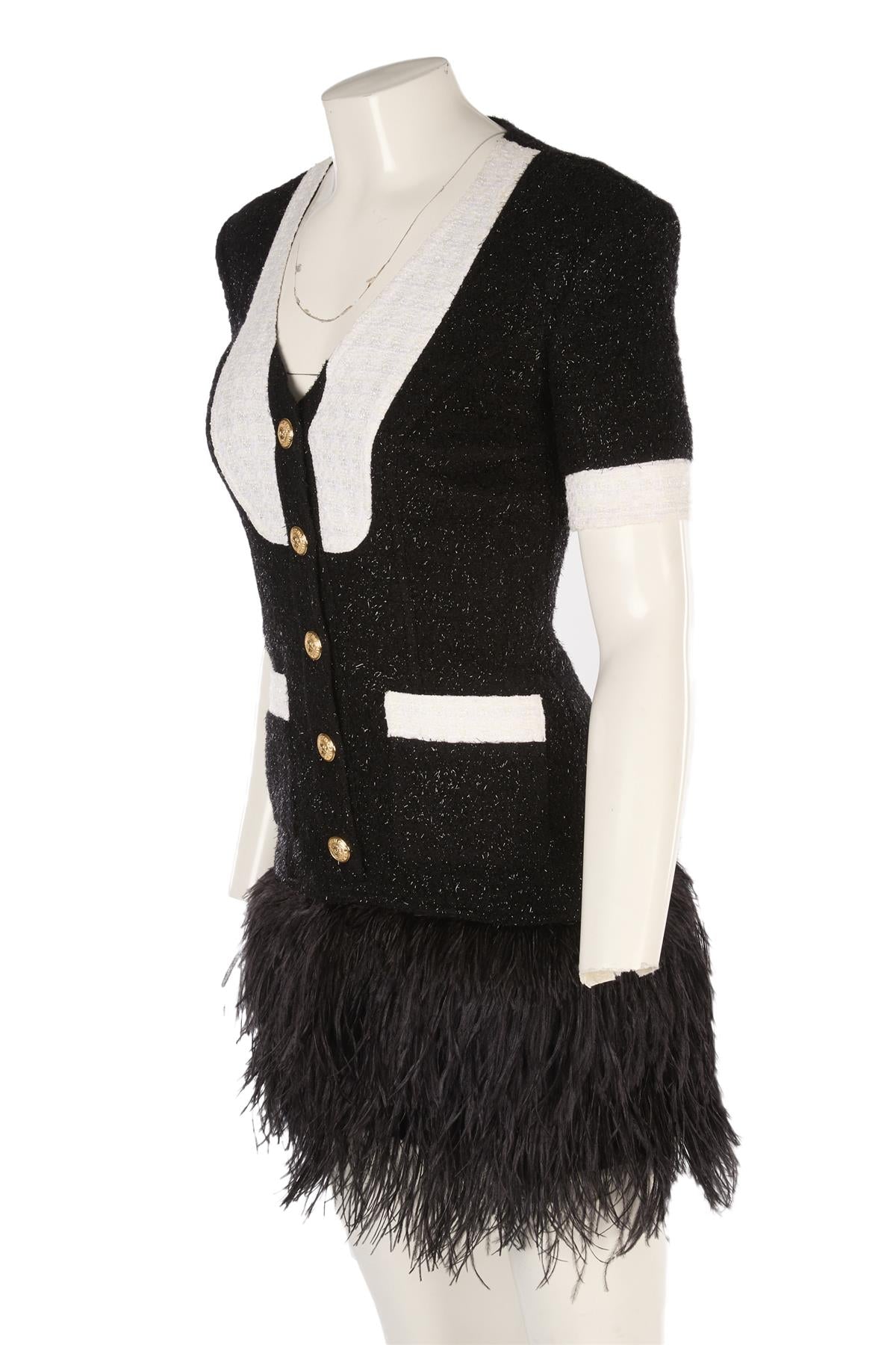 BALMAIN BLACK WOOL MINI DRESS FR 36 UK 8