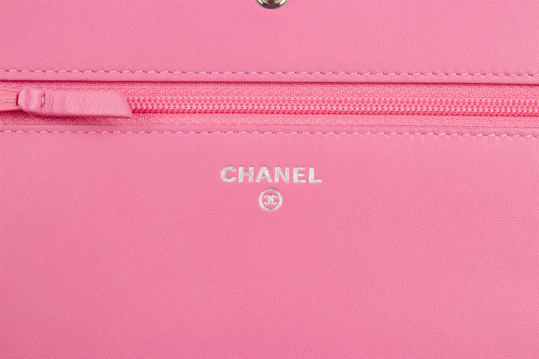 CHANEL PINK 2015-2016 WALLET ON CHAIN OMBRE LEATHER SHOULDER BAG