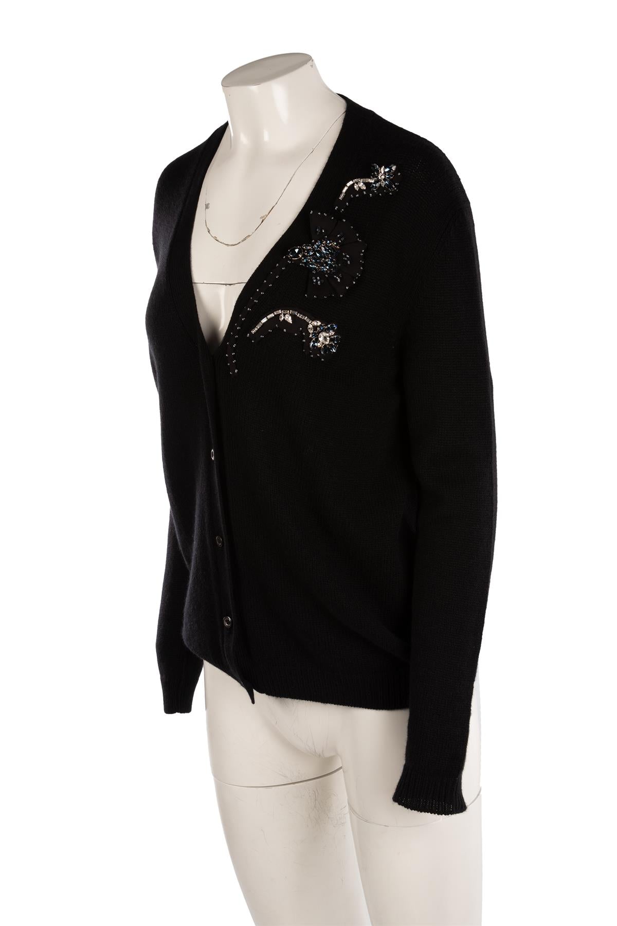 PRADA BLACK CASHMERE CARDIGAN IT 46 UK 14