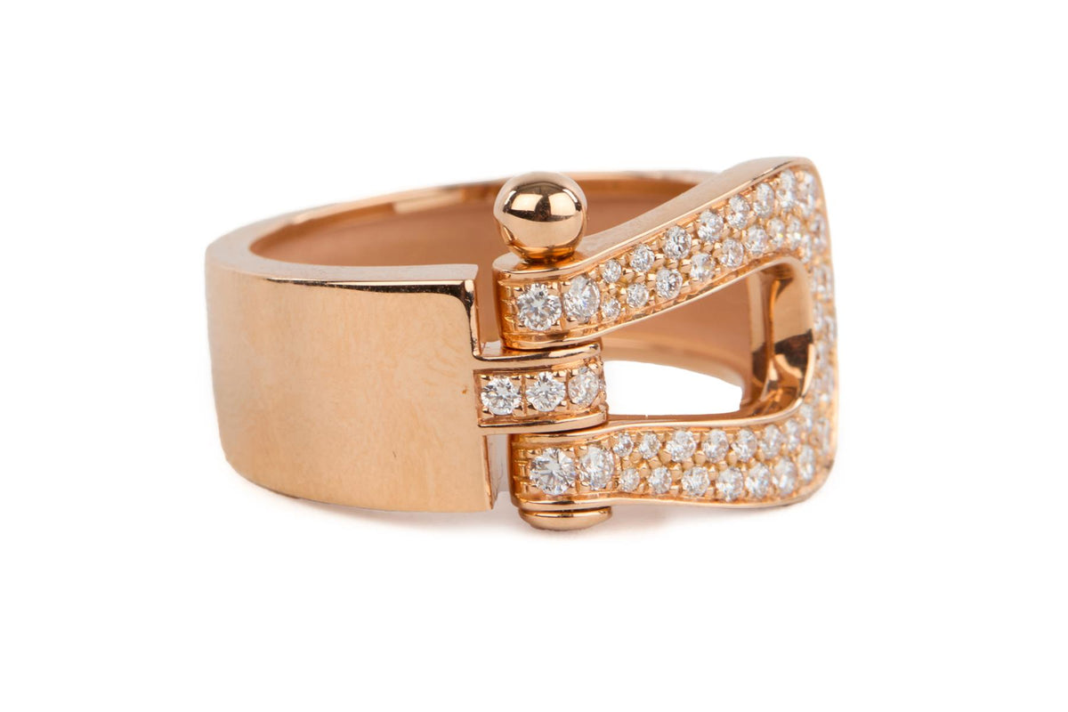 FRED FORCE 10 18K ROSE GOLD AND DIAMOND RING SIZE 53