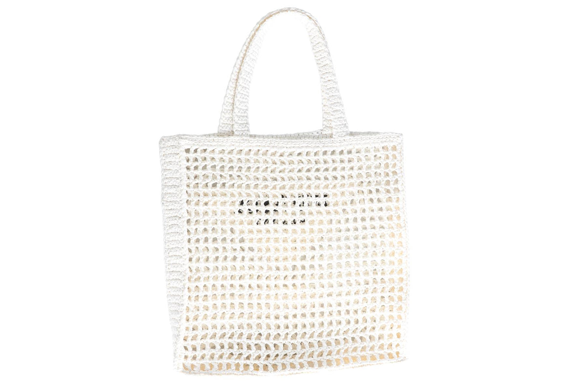 PRADA WHITE RAFFIA TOTE BAG