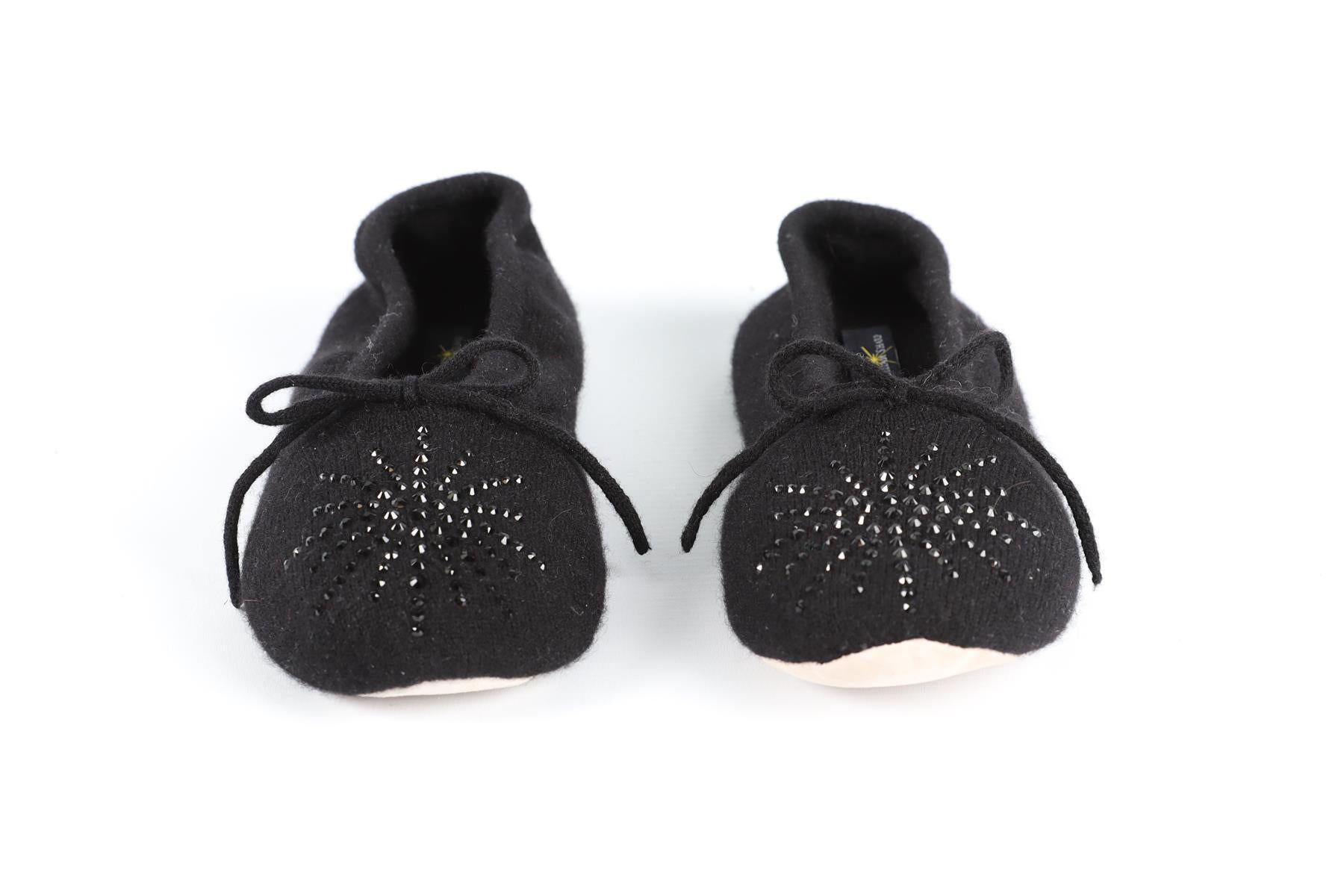 WILLIAM SHARP BLACK CASHMERE SLIPPERS