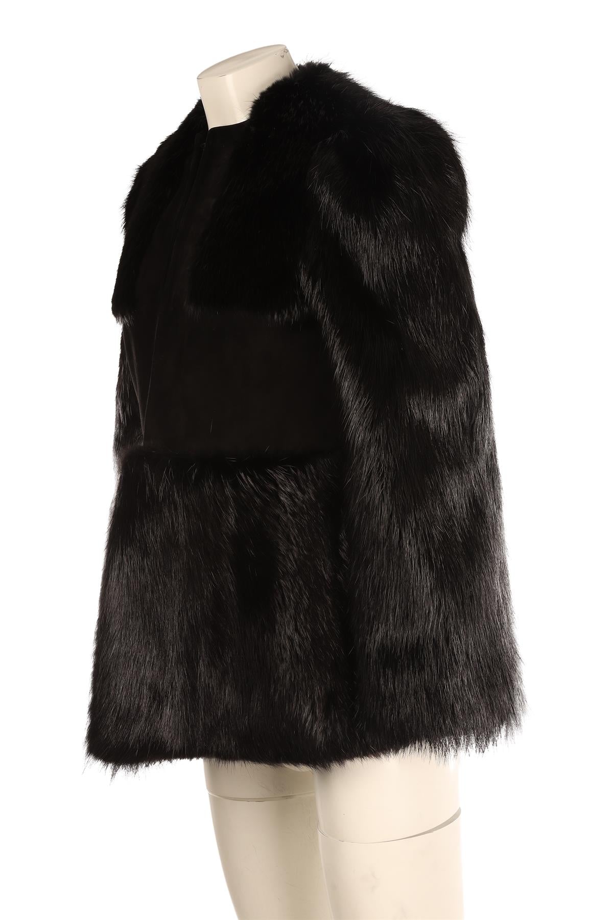 CHLOE BLACK FUR COAT FR 36 UK 8