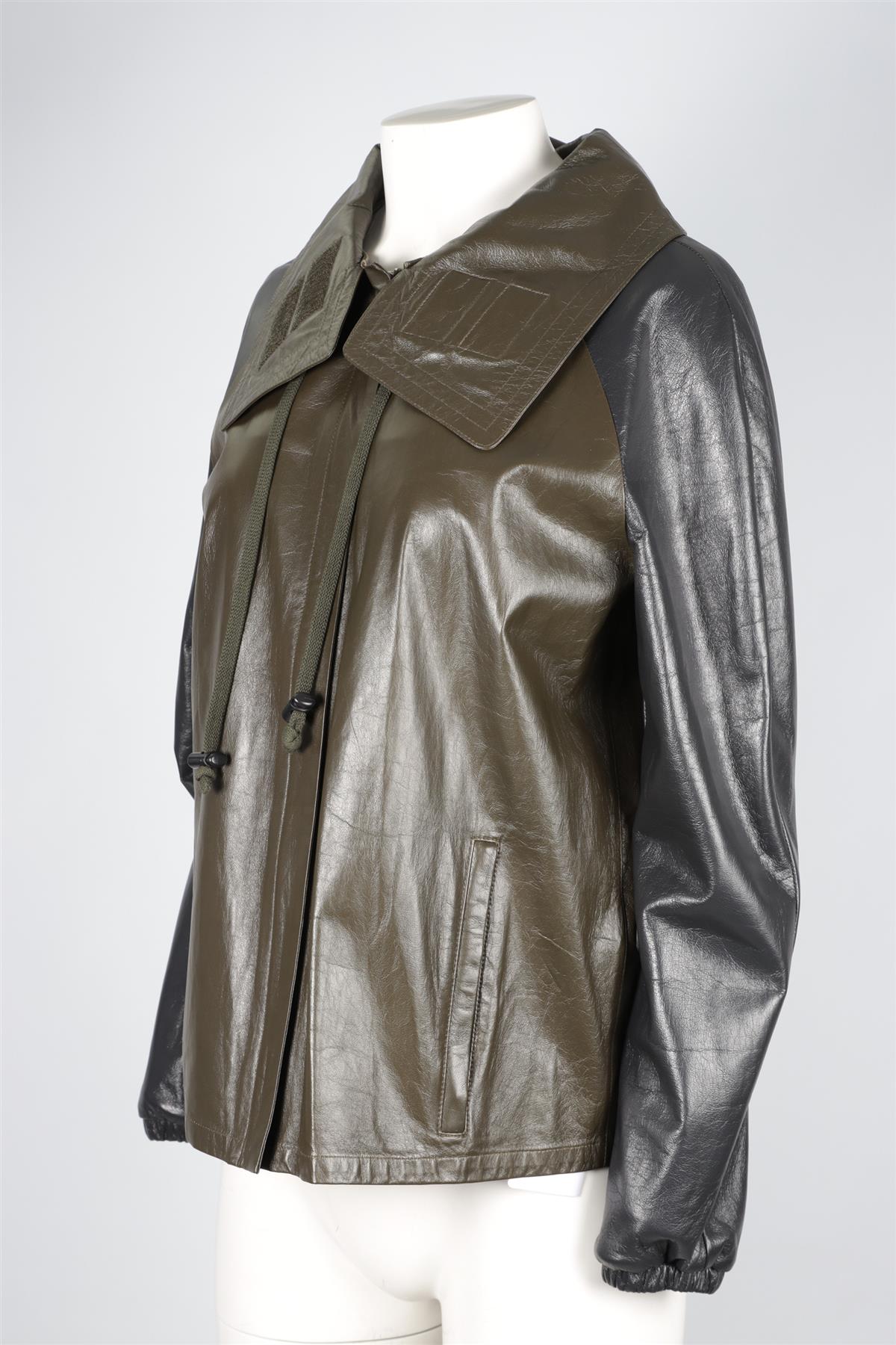 CELINE GREEN LEATHER JACKET FR 38 UK 10