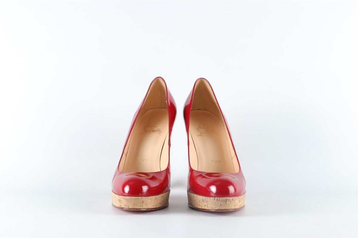 CHRISTIAN LOUBOUTIN RED PATENT LEATHER PUMPS EU 39 UK 6 US 9