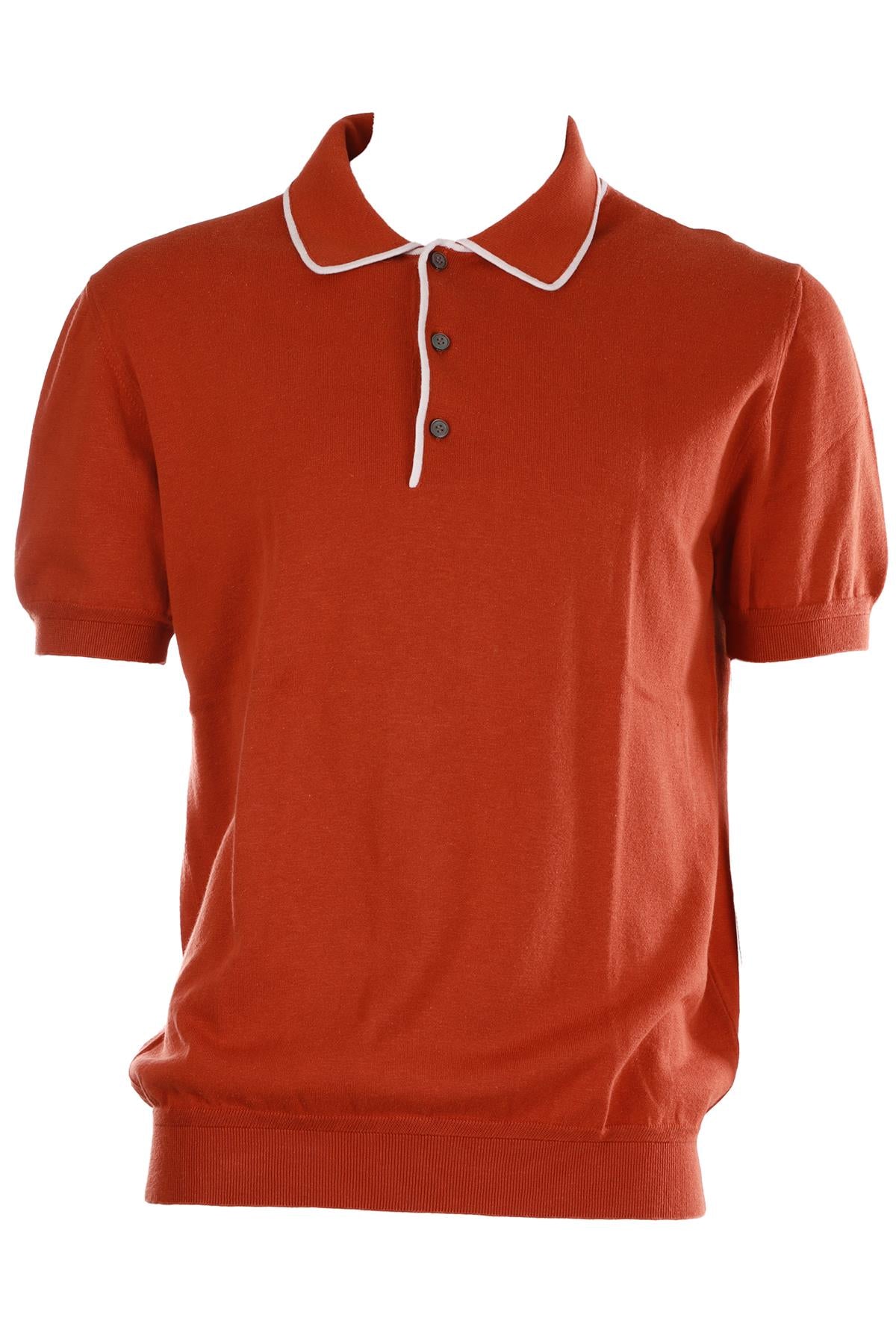 BERLUTI ORANGE MEN'S COTTON POLO SHIRT IT 52 UK 42