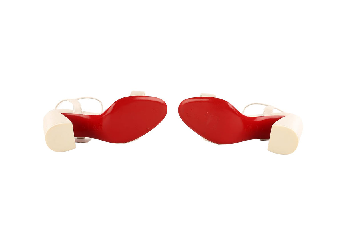 CHRISTIAN LOUBOUTIN WHITE MISS JANE LEATHER SANDALS EU 37 UK 4 US 7