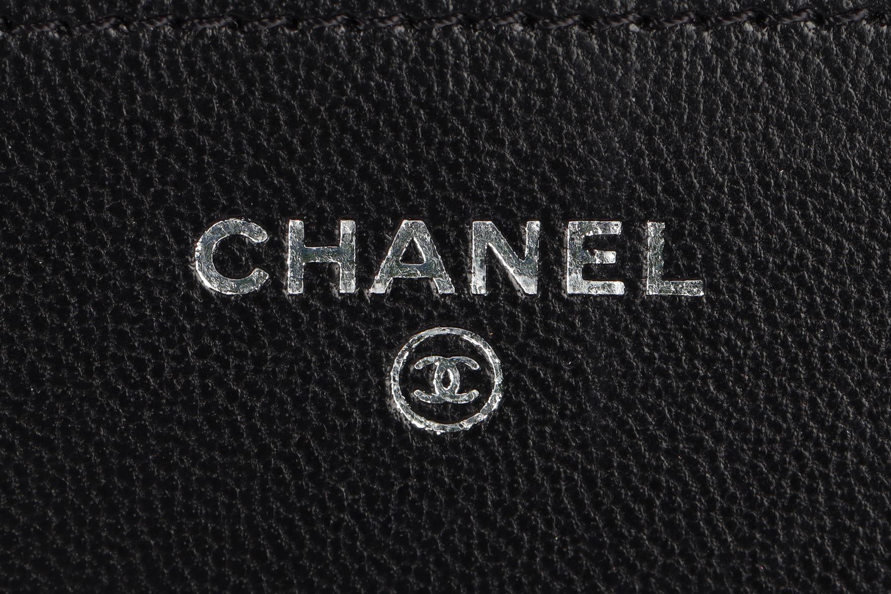 CHANEL BLACK 2014 BOY WALLET ON CHAIN PYTHON SHOULDER BAG