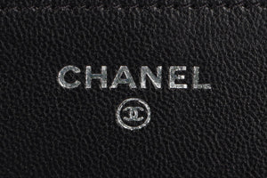 CHANEL BLACK 2014 BOY WALLET ON CHAIN PYTHON SHOULDER BAG