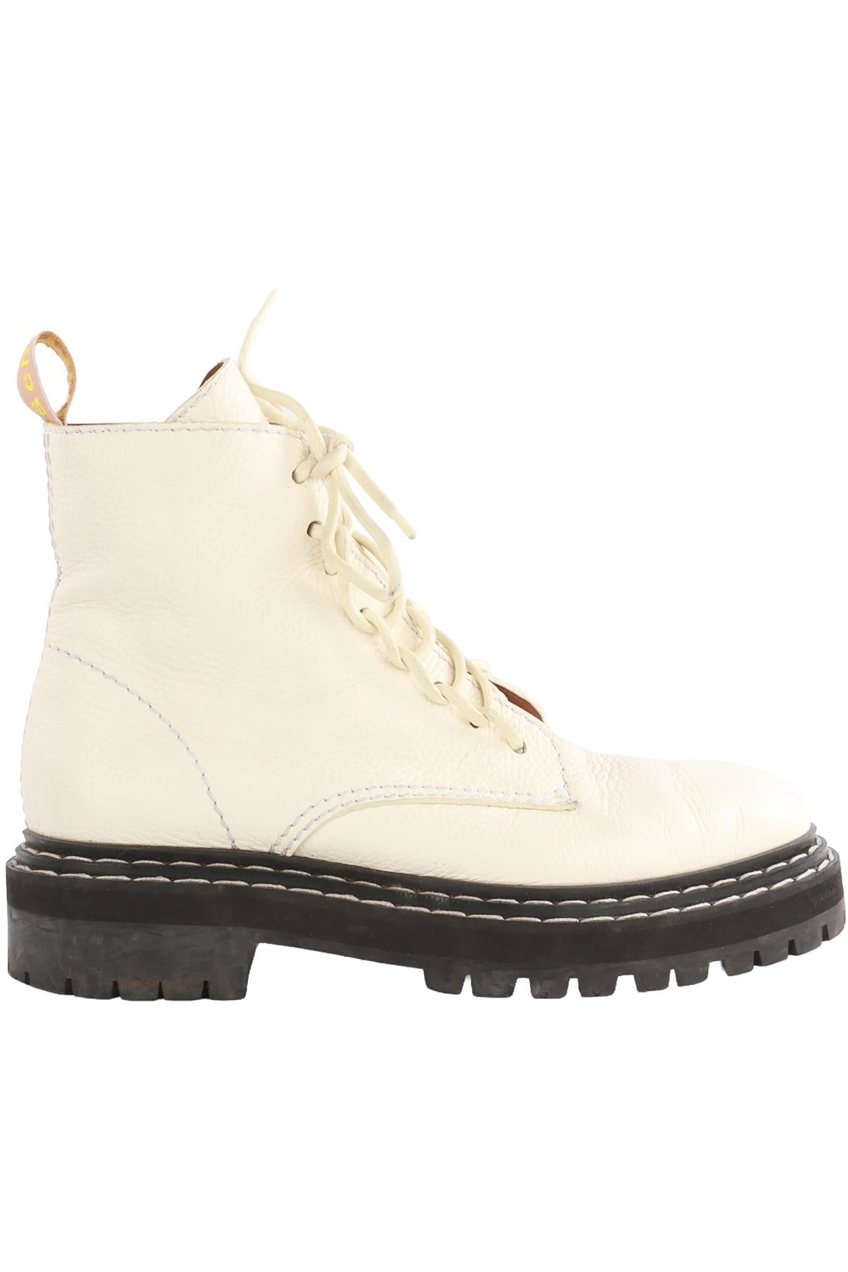 PROENZA SCHOULER IVORY LEATHER ANKLE BOOTS EU 38 UK 5 US 8