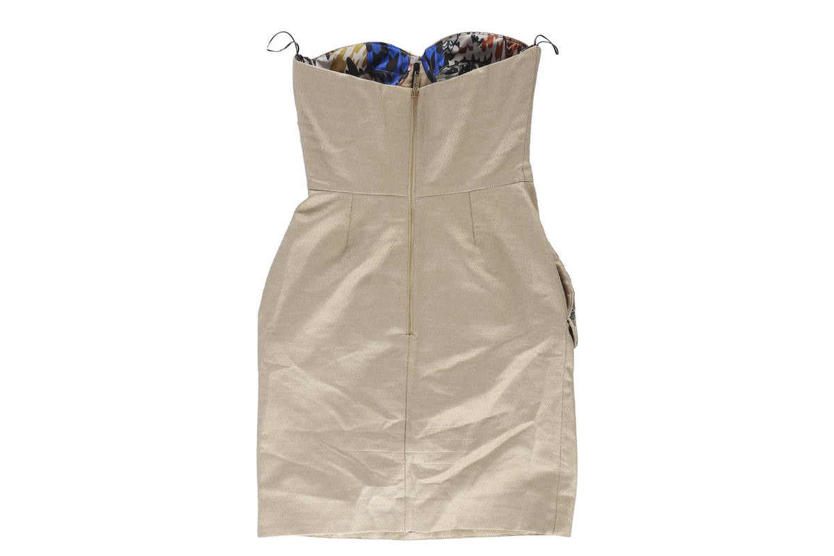 MATTHEW WILLIAMSON GOLD COTTON MINI DRESS UK 8