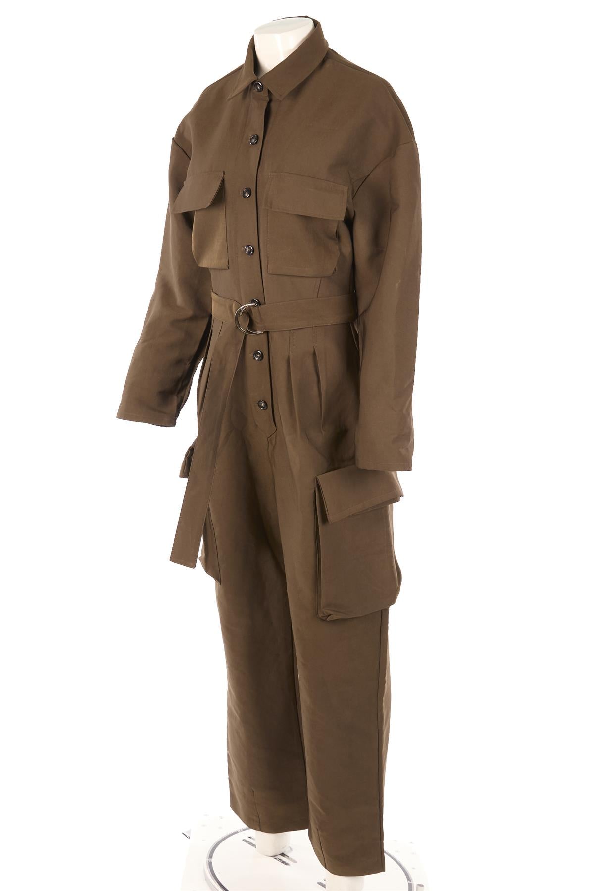 THE FRANKIE SHOP KHAKI COTTON JUMPSUIT SMALL